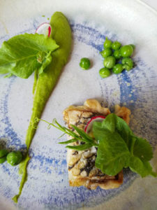 Ombre fish with squid and radish