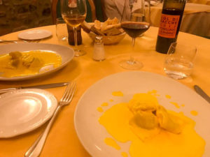 Cappellacci with ricotta and spinach with cedar sauce